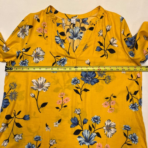 Old Navy Yellow Floral Print Bohemian Peasant Prairie Long Sleeve Top Size L - Picture 6 of 7